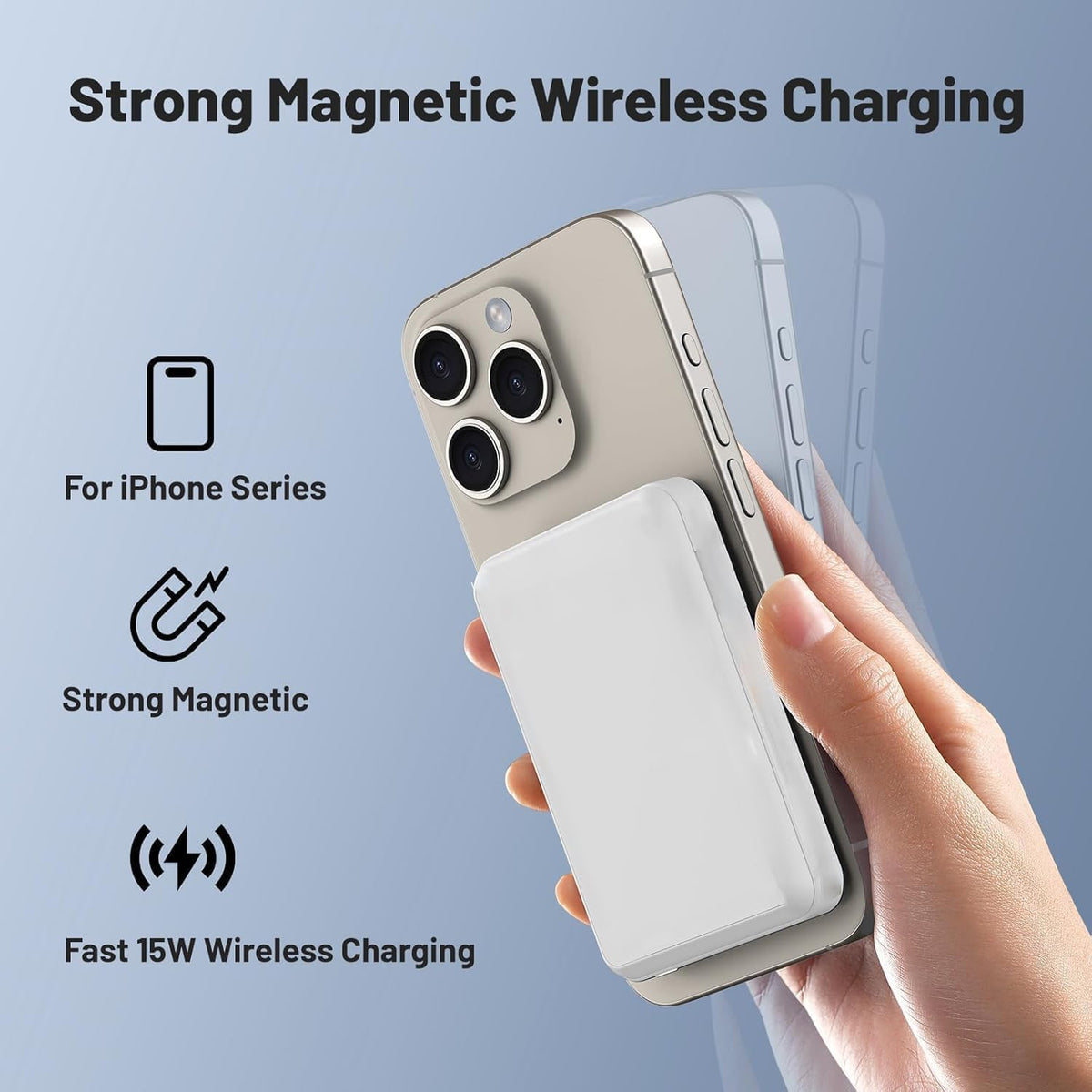 Batterie Externe 10000Mah, Magnétique Sans Fil Power Bank Induction, 20W Charge Rapide USB C Input & Output, Chargeur Portable Powerbank Compatible Avec Iphone 17 16 15 14 13 12 Séries Samsung Ipad