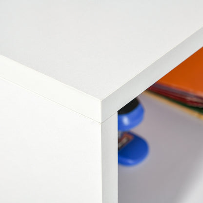 Support d'imprimante organiseur bureau caisson placard porte 3 niches + grand plateau panneaux particules blanc